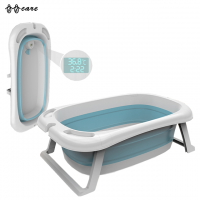 BBCare Newborn Baby Folding Bath Tub with Electronic Temperature- Baby Portable Collapsible Bathing Tub for Infants Kids