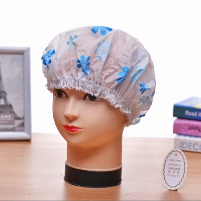 New hot sale Home Products Women/Girls Waterproof Plastic Shower Hat Printing Bouffant Shower Cap