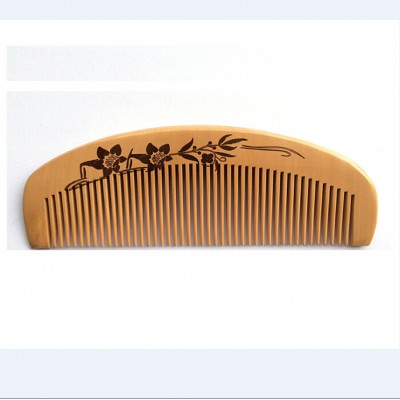 Natural handle combs peach material nature color hair wood comb hair combs with laser logo