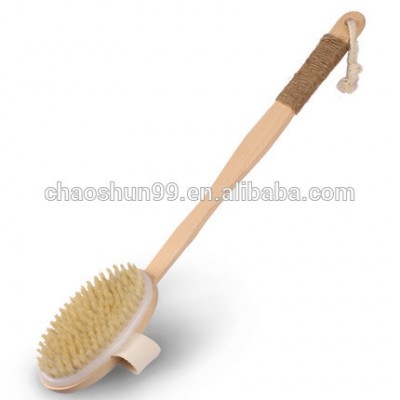 Customized Natural Bristle Bath Body Shower Brush with Long Wooden Handle