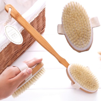 Detachable High Quality Bamboo  Body Brush Boar Bristles Bath Brush