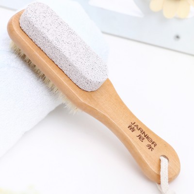 Goody  Wooden Foot Pumice Stone Natural Bristle Exfoliator Brush