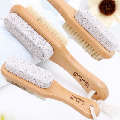 High Quality Wooden Natural Bristle Foot Pumice Stone  Exfoliator Brush