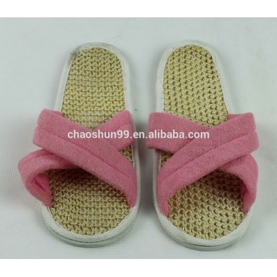 Pink slipper open toe sisal slipper anti-slip bath slipper