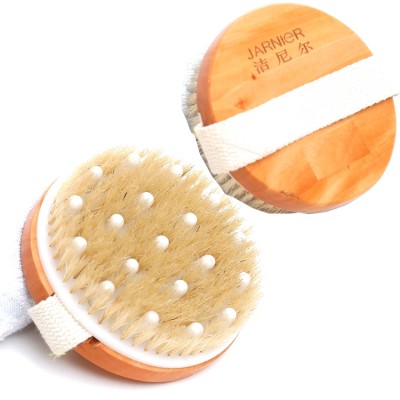 Smoother Dry Skin  Round Wooden Bath Body Brush