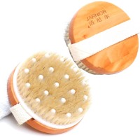 Smoother Dry Skin  Round Wooden Bath Body Brush