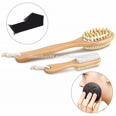 Wholesale Long Natural Wood Bamboo Body Brush/Bath Brush/Boar Bristle Brush